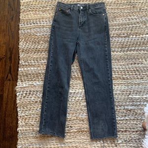 Topshop Washed Black Straight Leg Jean